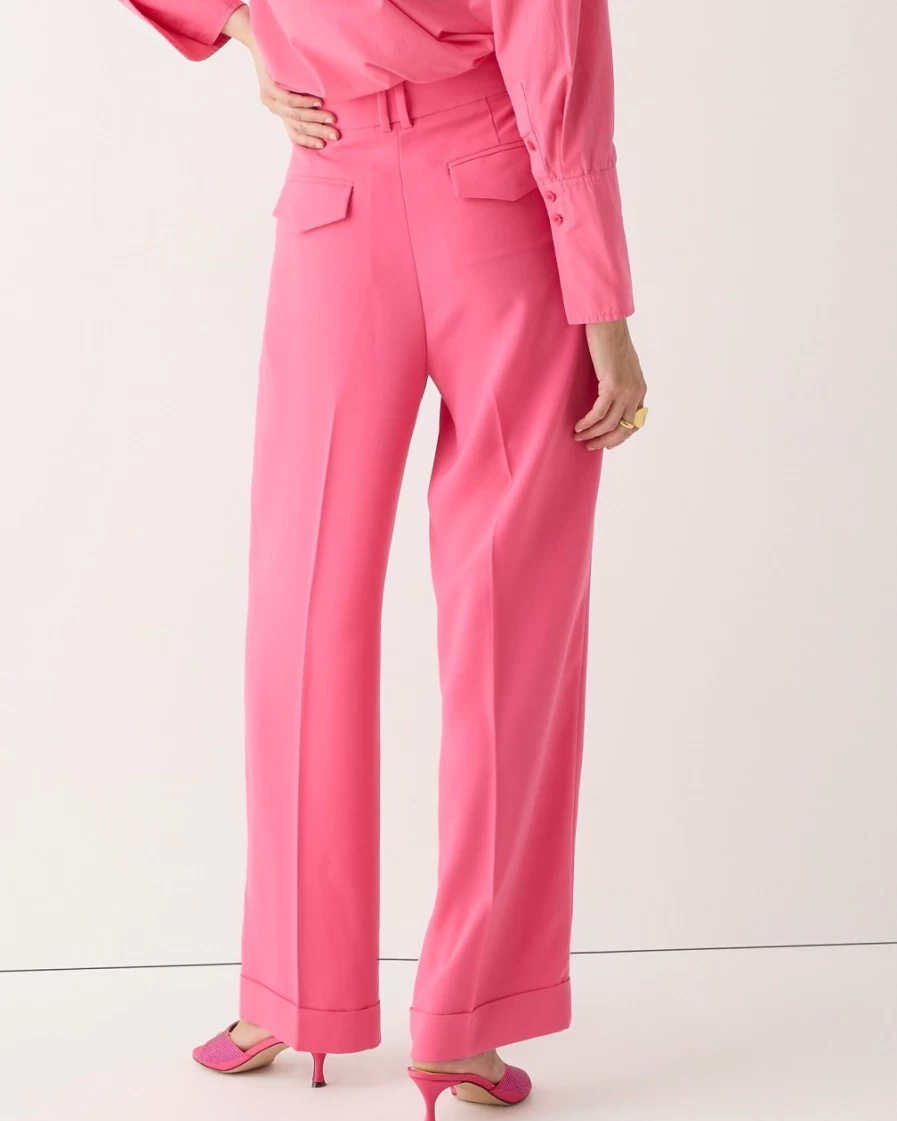 J.Crew Women's Wide-Leg Essential Pant in Vivid Begonia - City Crepe Fabric