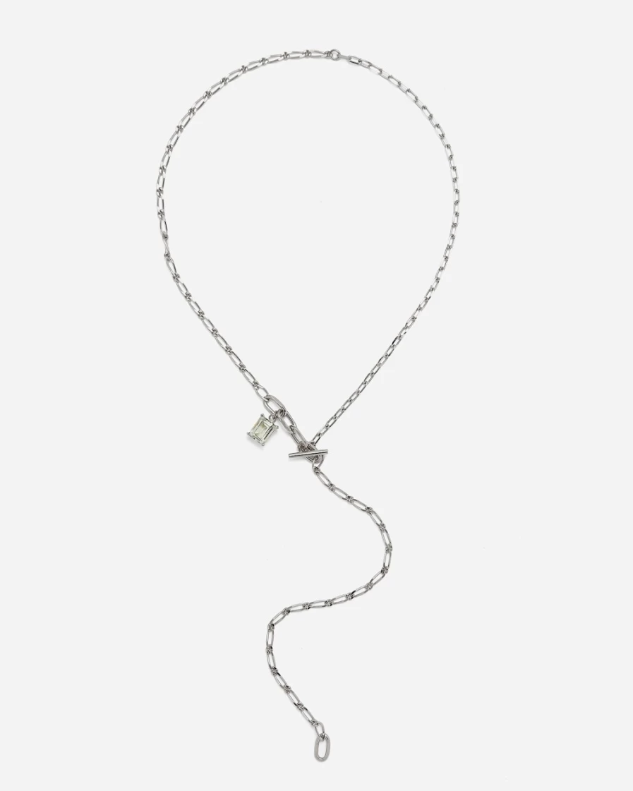 J.Crew Women's Silver Lady Grey Rein Necklace with Amethyst Gemstone