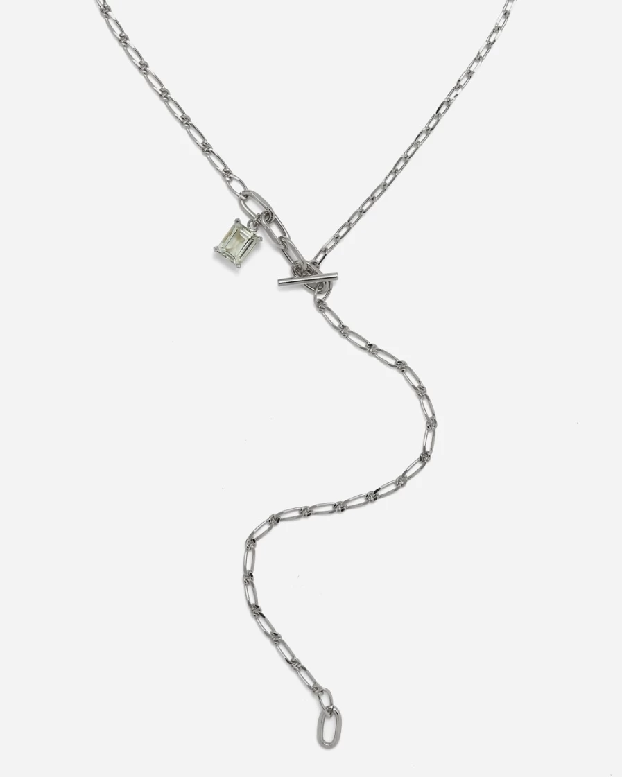 J.Crew Women's Silver Lady Grey Rein Necklace with Amethyst Gemstone