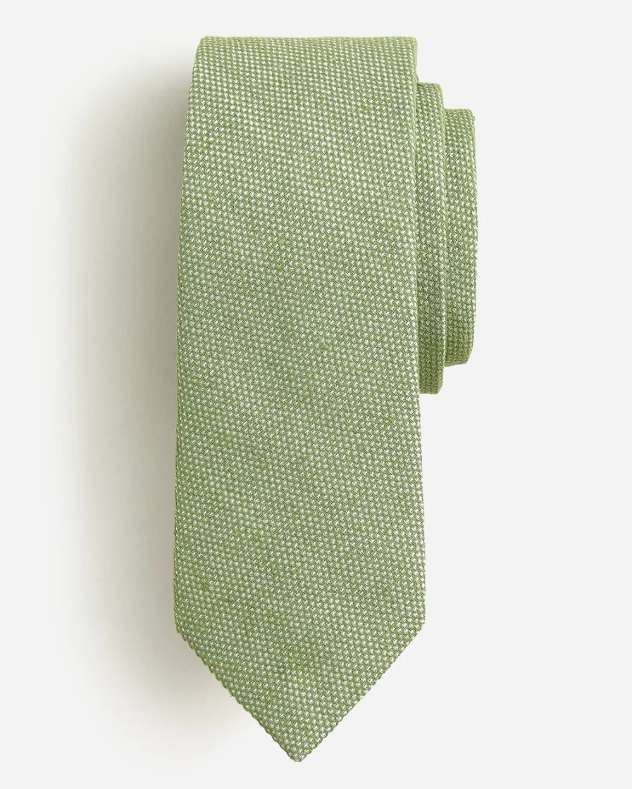 J.Crew Men's Green Silk Tie - Made in USA - Premium Quality Necktie