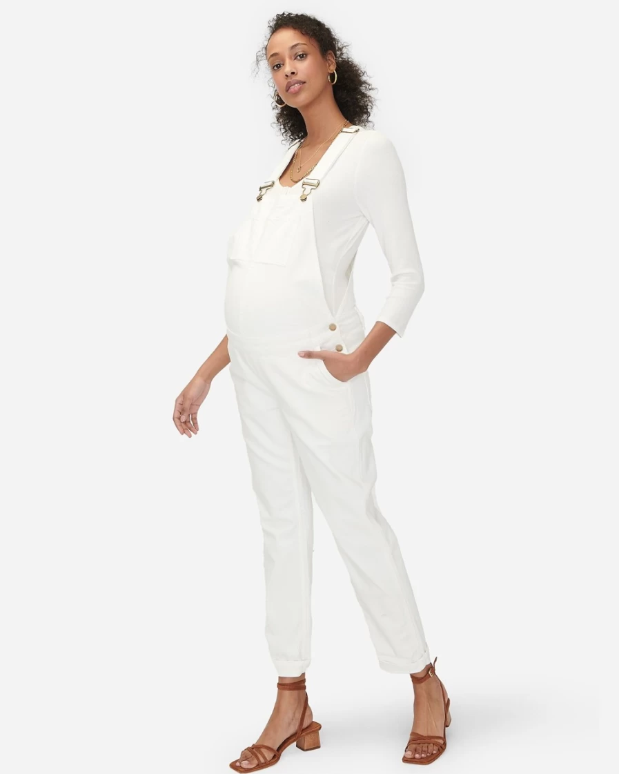 J.Crew Women's White Hatch® Denim Maternity Overalls
