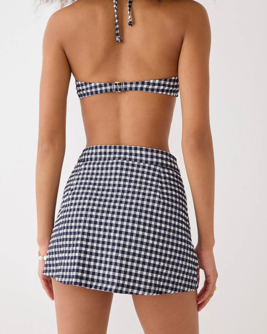 J.Crew Women's Heritage Swim Skirt in White Navy Classic Gingham