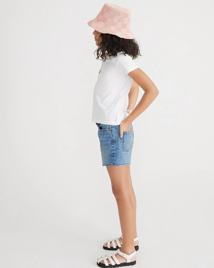 J.Crew Girls' White Cropped T-Shirt | Casual Short Sleeve Top for Teens