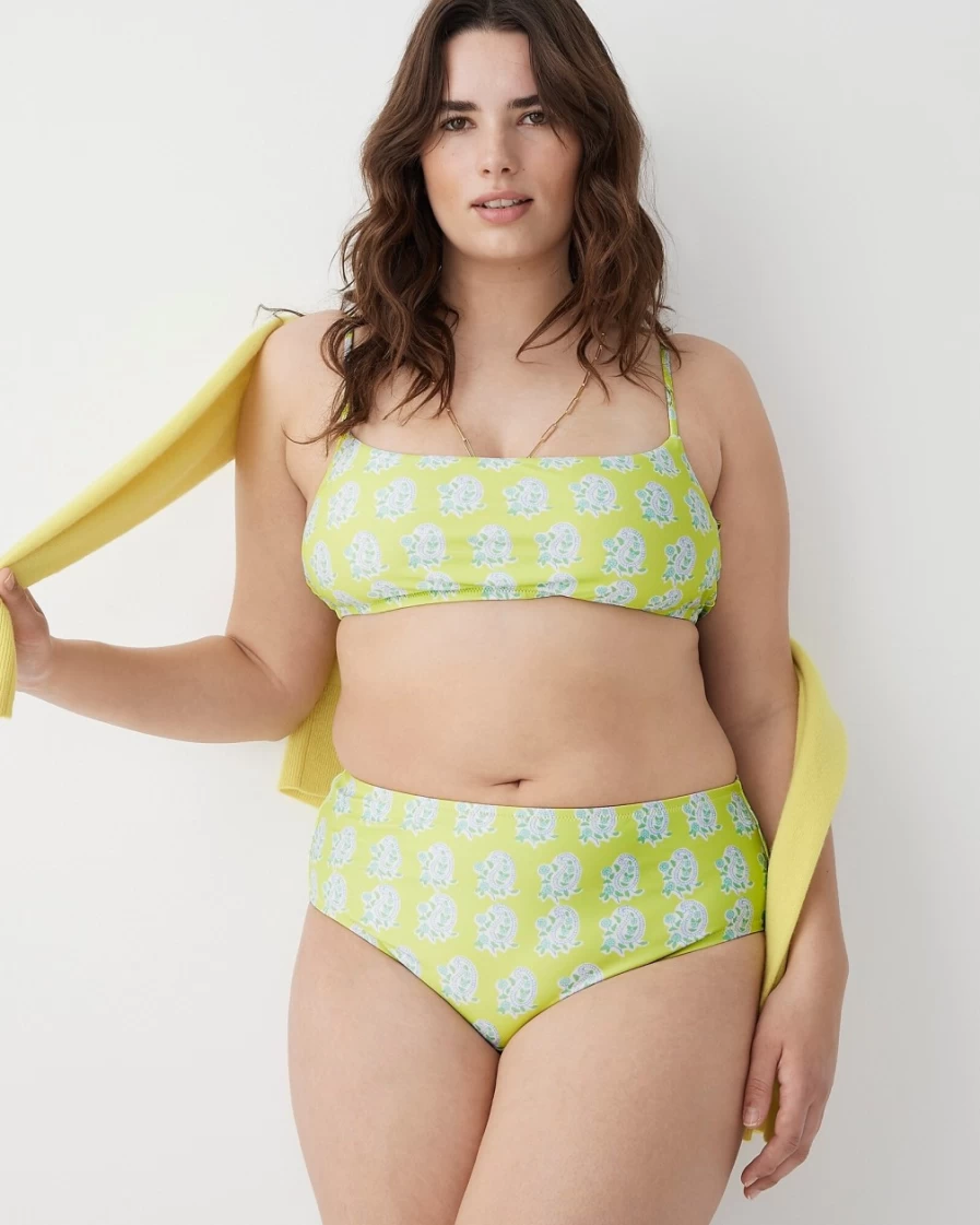 J.Crew Women's High-Rise Bikini Bottom in Green Paisley Print - Sz Blockprints™ Collaboration