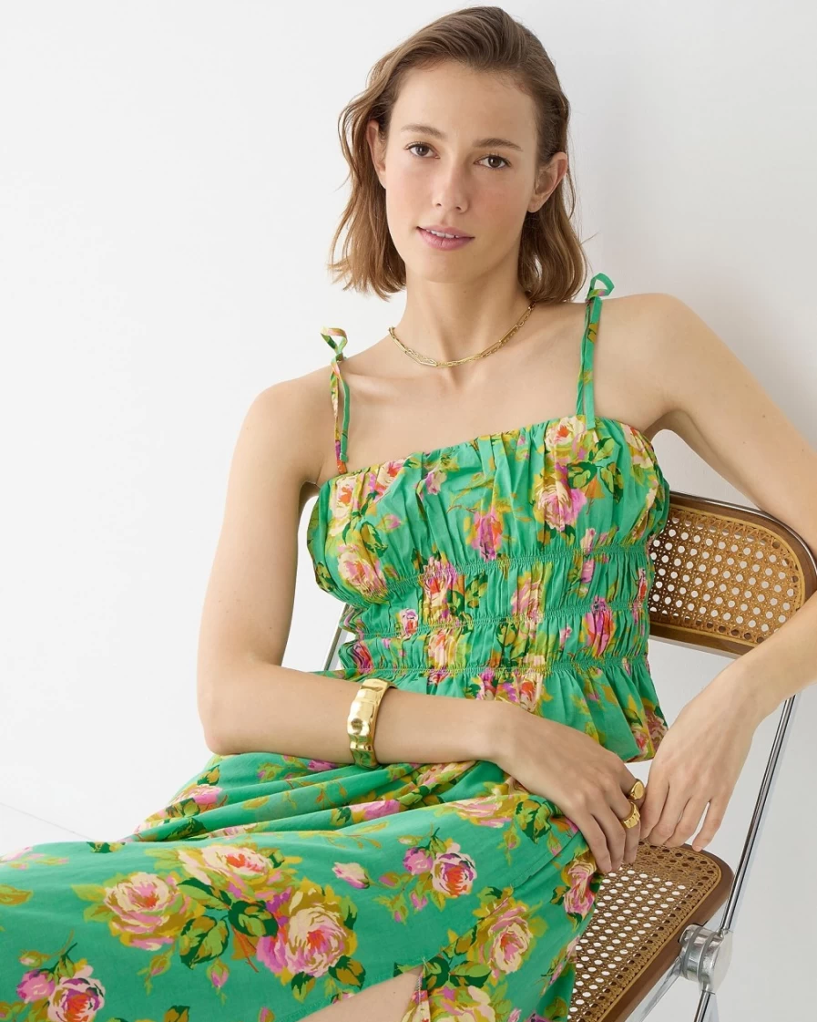 J.Crew Women's Classic Green Tie-Front Voile Camisole - Rose Garden Style