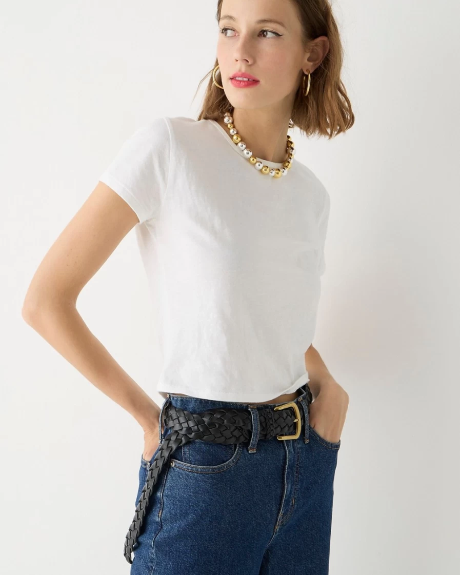 J.Crew Women's Black Italian Leather Long Braided Belt