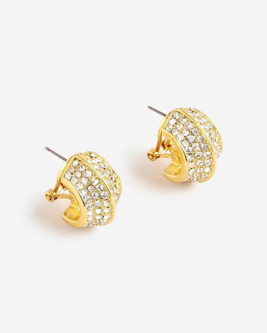 J.Crew Women's Crystal Angular Stud Earrings with Pavé Setting for Everyday Elegance