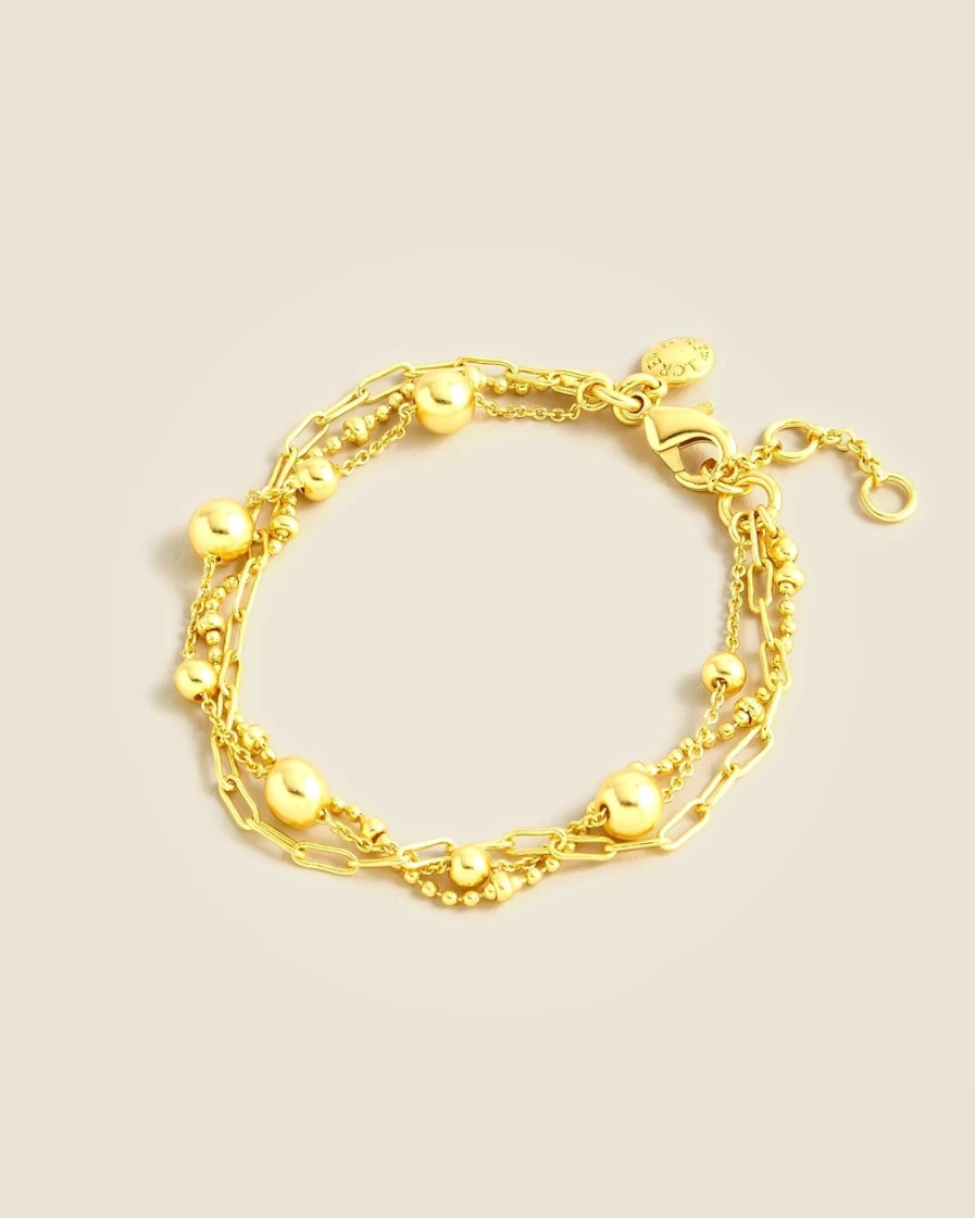 J.Crew Women's Burnished Gold Dainty Layered Bracelet - Elegant Stackable Bangle