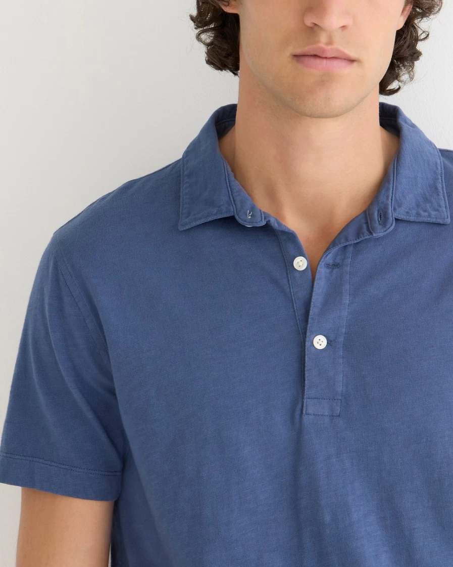 J.Crew Men's Manor Blue Garment-Dyed Slub Cotton Polo Shirt
