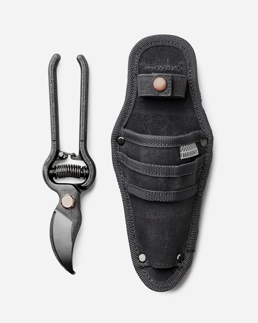 J.Crew Charcoal Barebones Pruner with Sheath – Compact Gardening Tool for Precision Cutting