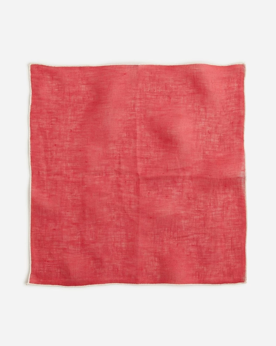 J.Crew Men's Italian Linen Pocket Square in Red & White - Classic Stylish Accessory