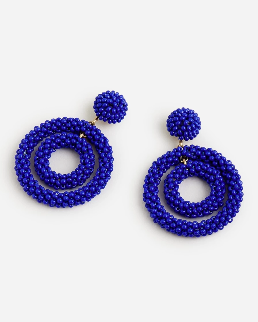 J.Crew Women's Sail Blue Circle Beaded Earrings | Stylish Boho Accessories
