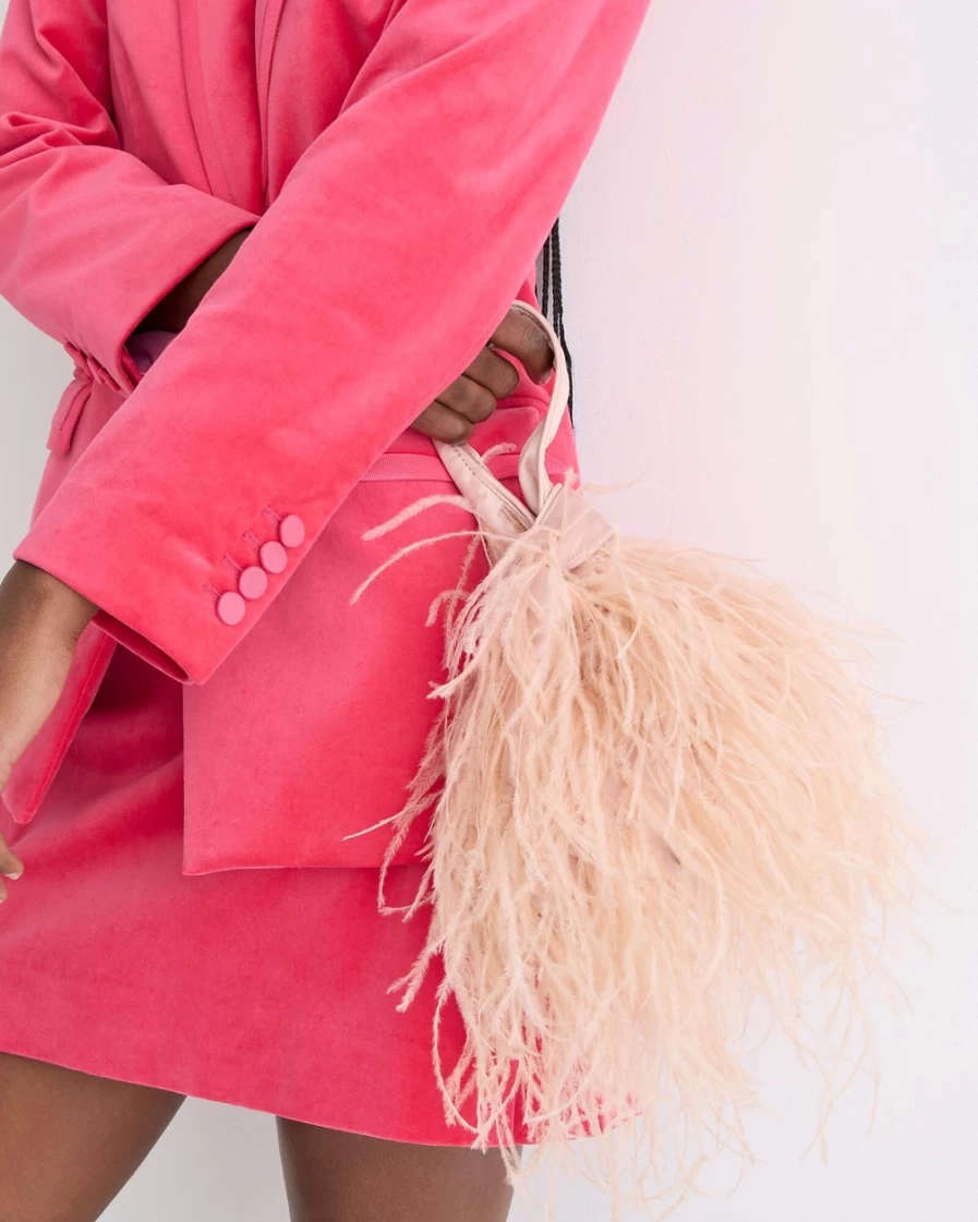 J.Crew Women's Mauve Blush Santorini Feather-Embellished Handbag