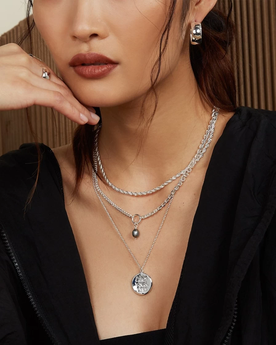 J.Crew Women's Silver Lady Grey Duo Chain Necklace
