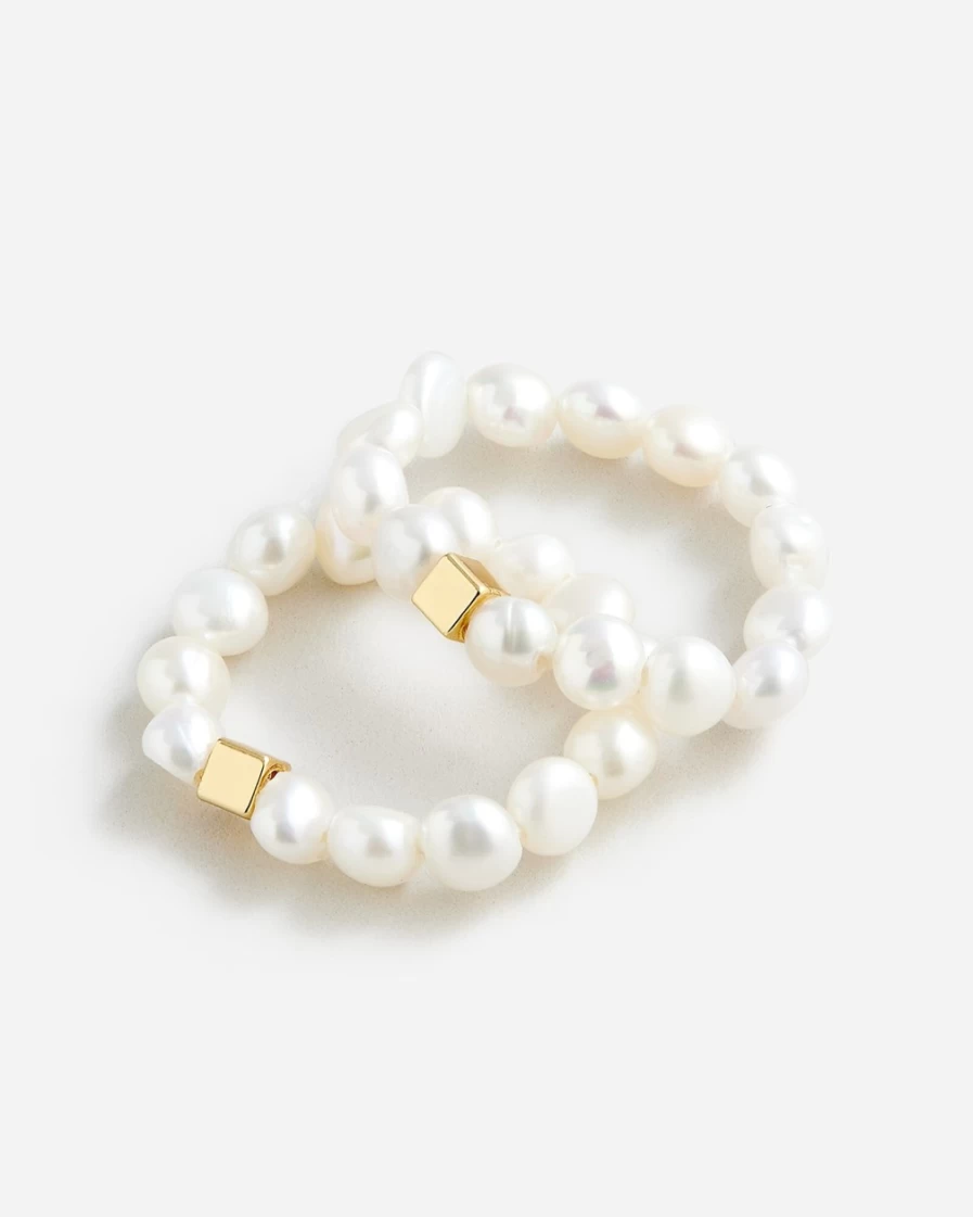 J.Crew Women's Pearl Freshwater Pearl Ring Set