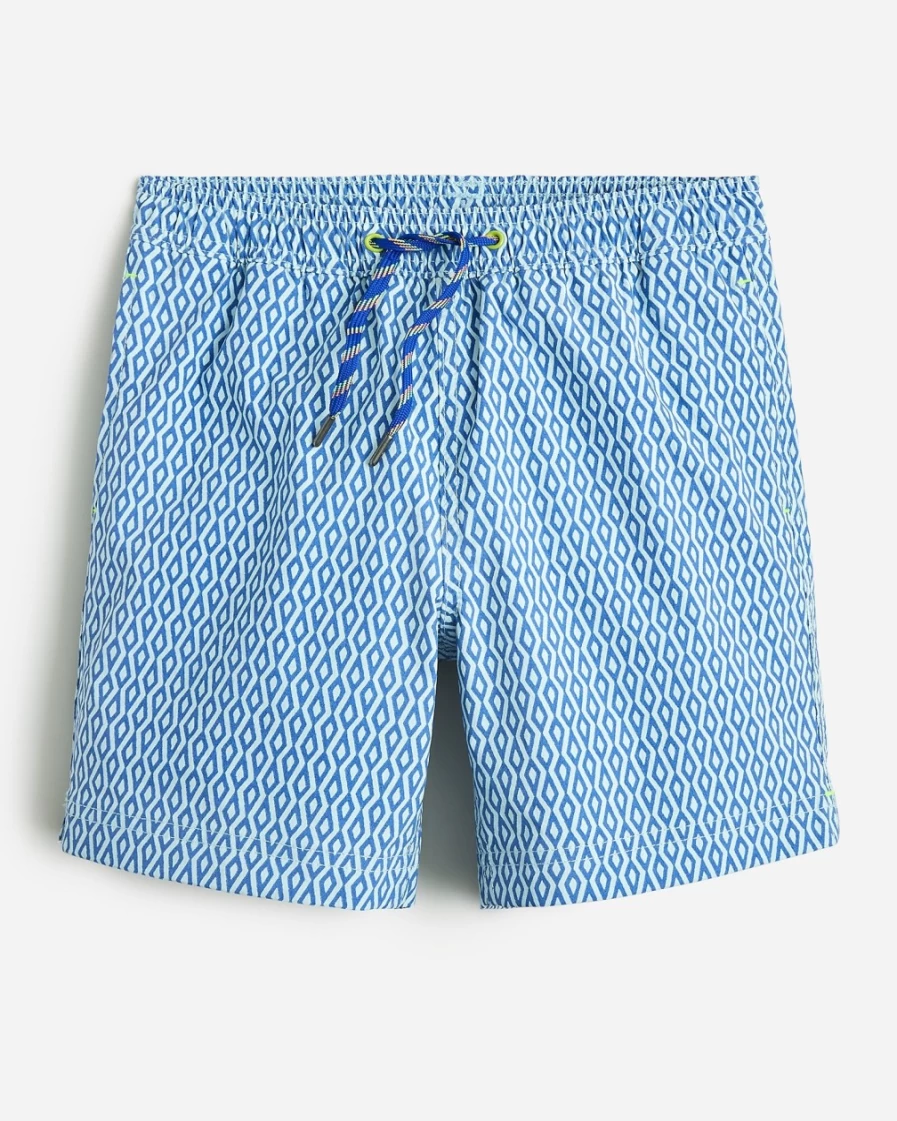 J.Crew Boys' Brook Blue Cloud UPF 50+ Swim Trunks for Kids
