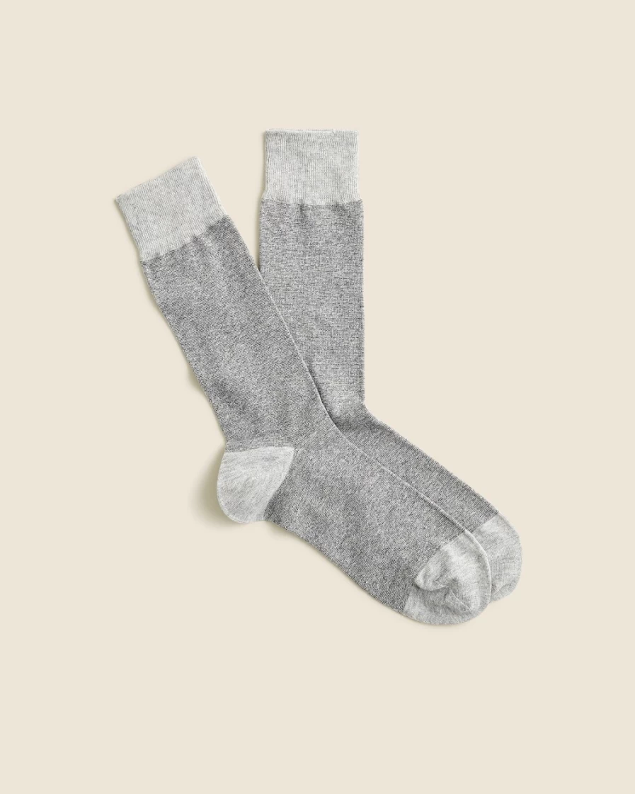 J.Crew Men's Striped Microdot Socks in Heather Light Grey