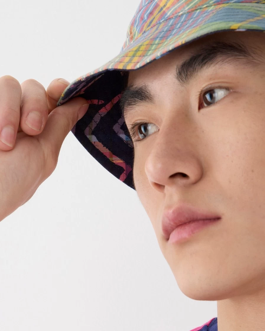 J.Crew Men's Reversible Mixed Madras Bucket Hat