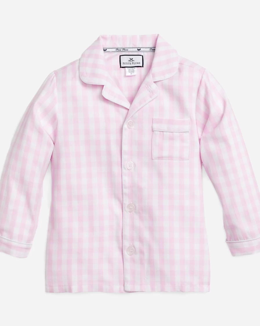 J.Crew Girl's Light Pink Petite Plume™ Gingham Pajama Set