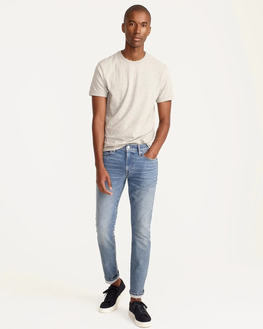 J.Crew Men's 250 Skinny-Fit Stretch Jeans in Three-Year Wash - Slim Fit Stretch Denim Pants for Men