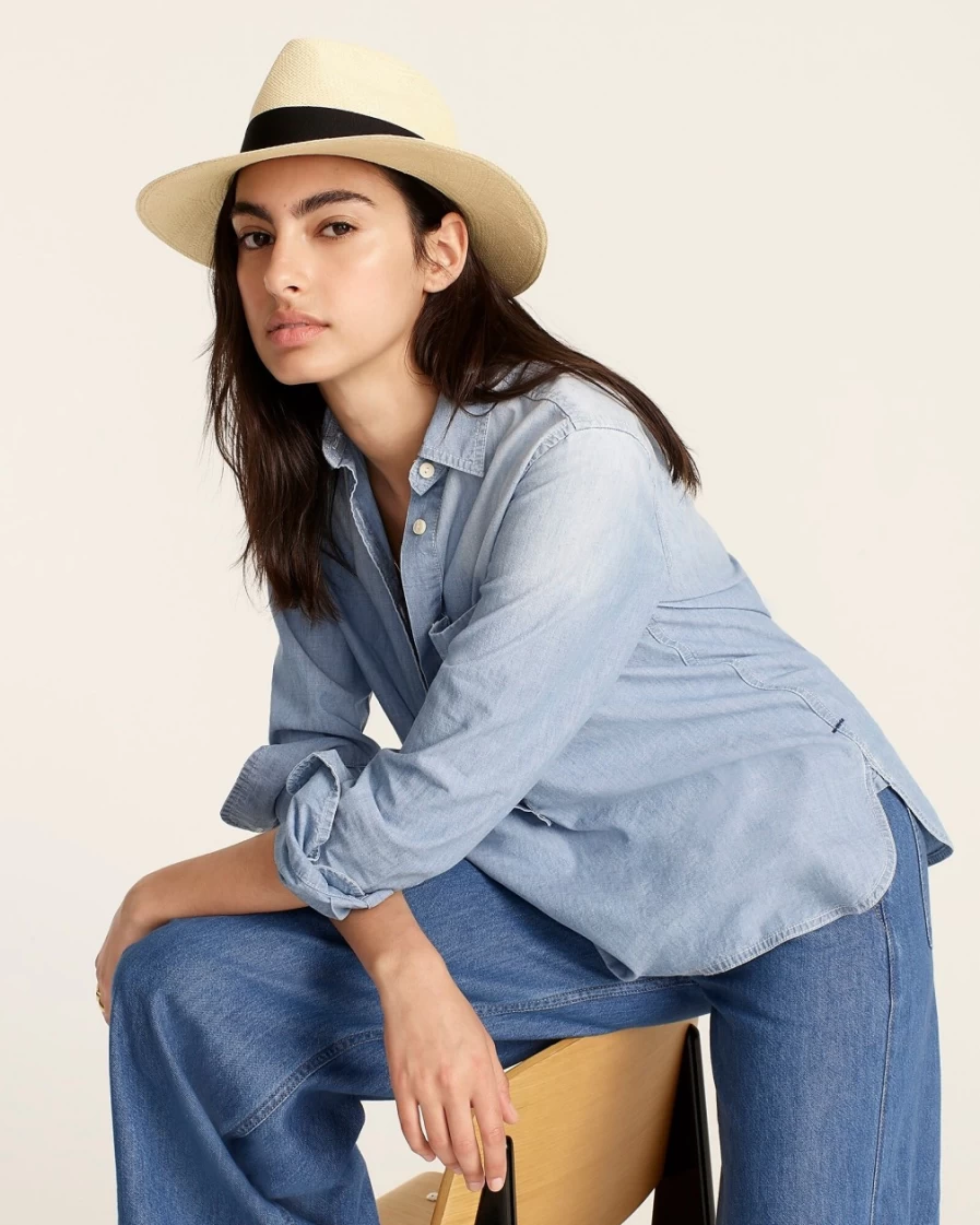 J.Crew Women's Natural Panama Hat – Classic Straw Summer Style