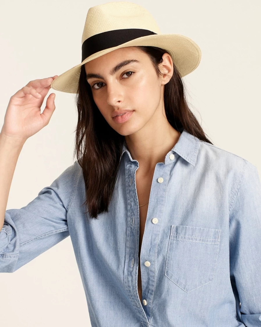J.Crew Women's Natural Panama Hat – Classic Straw Summer Style