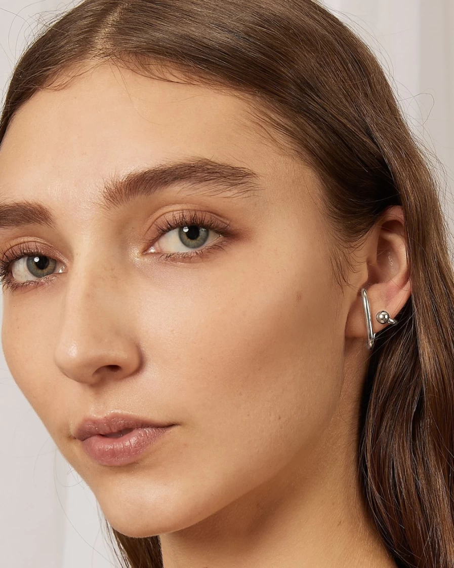 J.Crew Women's Silver Lady Grey Clutch Earrings