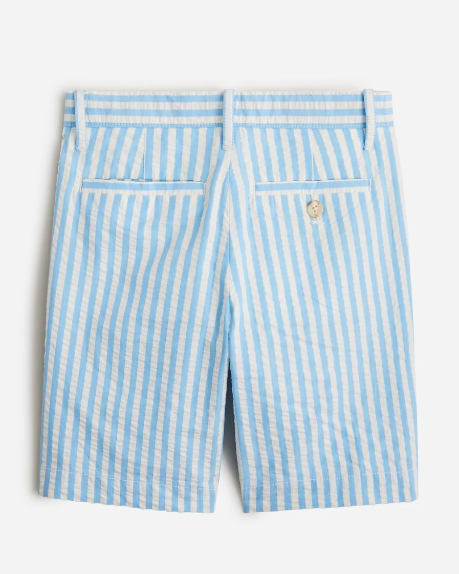 J.Crew Boys' Stanton Seersucker Shorts in Ivory & Mountain Bluebird
