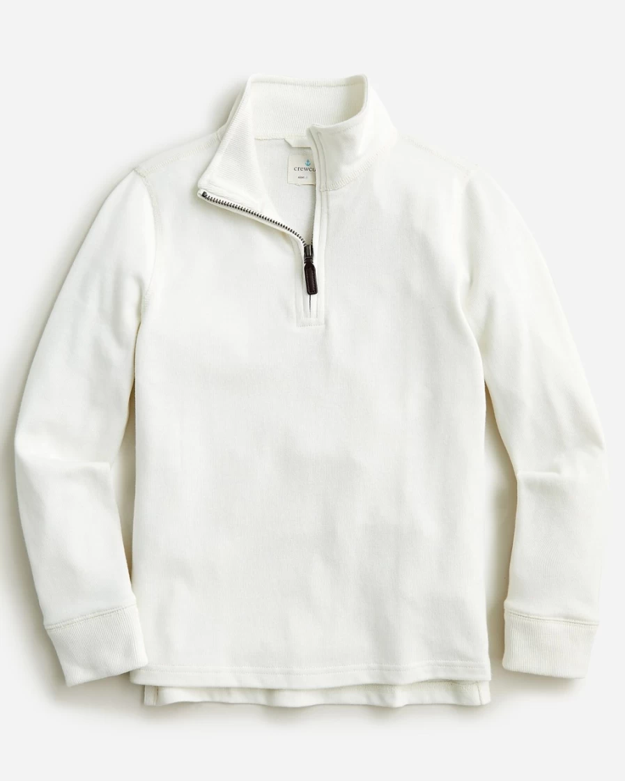 J.Crew Boys' Ivory Cotton Half-Zip Popover Shirt for Kids