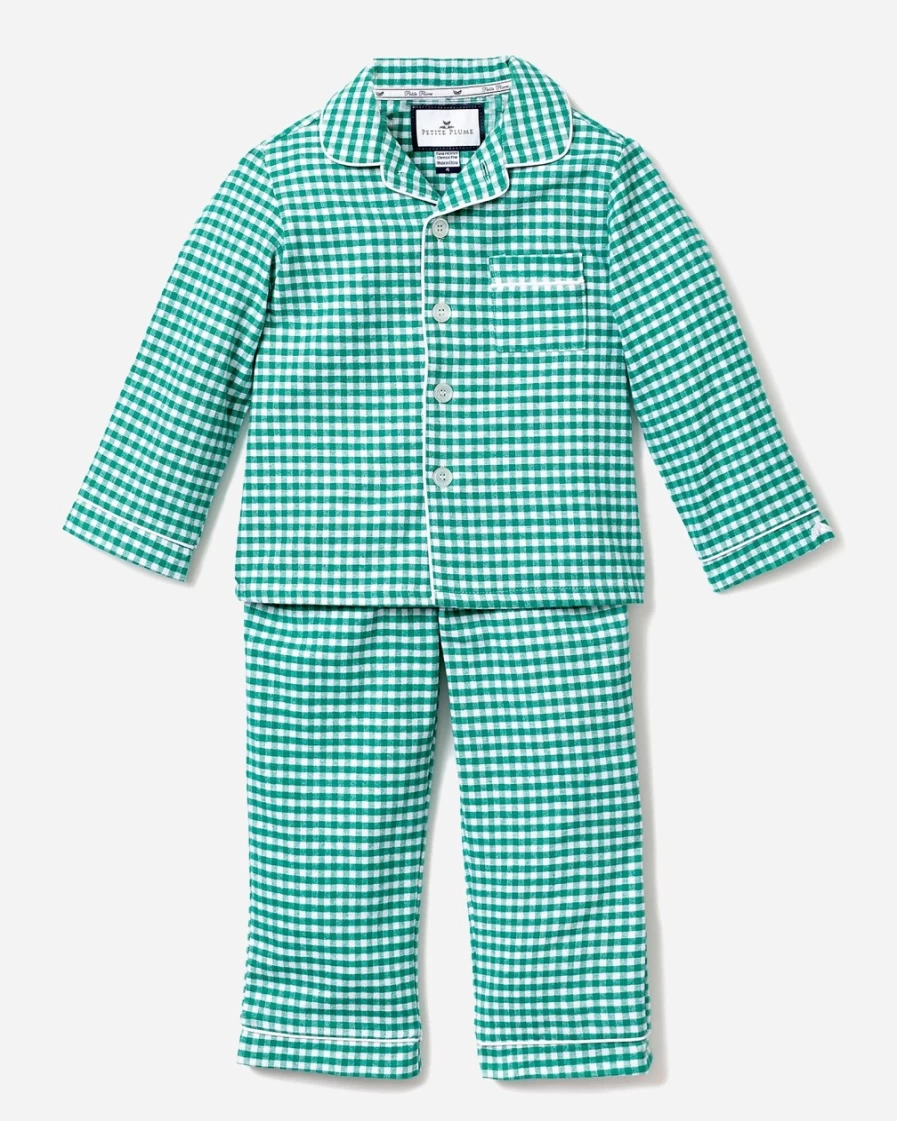 J.Crew Boys' Green Flannel Pajama Set – Petite Plume™ Kids' Sleepwear