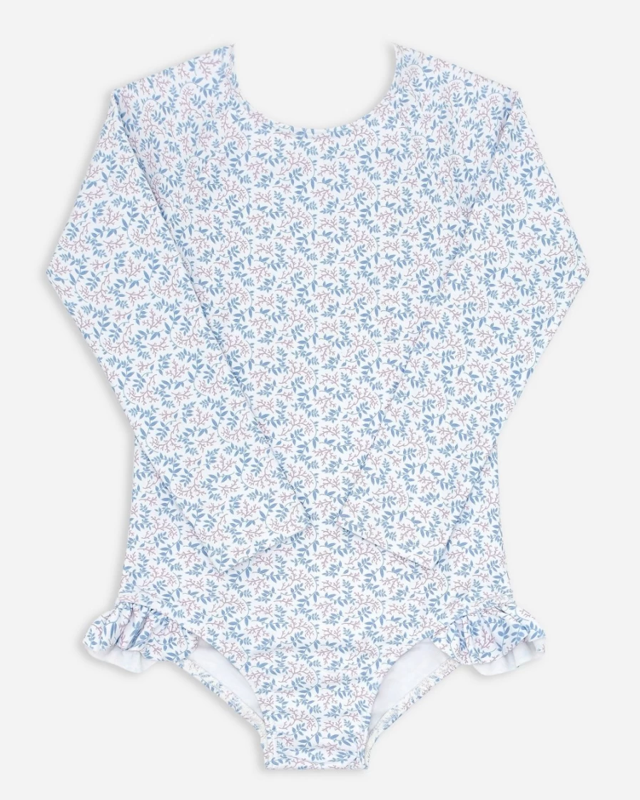 J.Crew Girls' Blue Multi Minnow™ Rash Guard One-Piece Swimwear