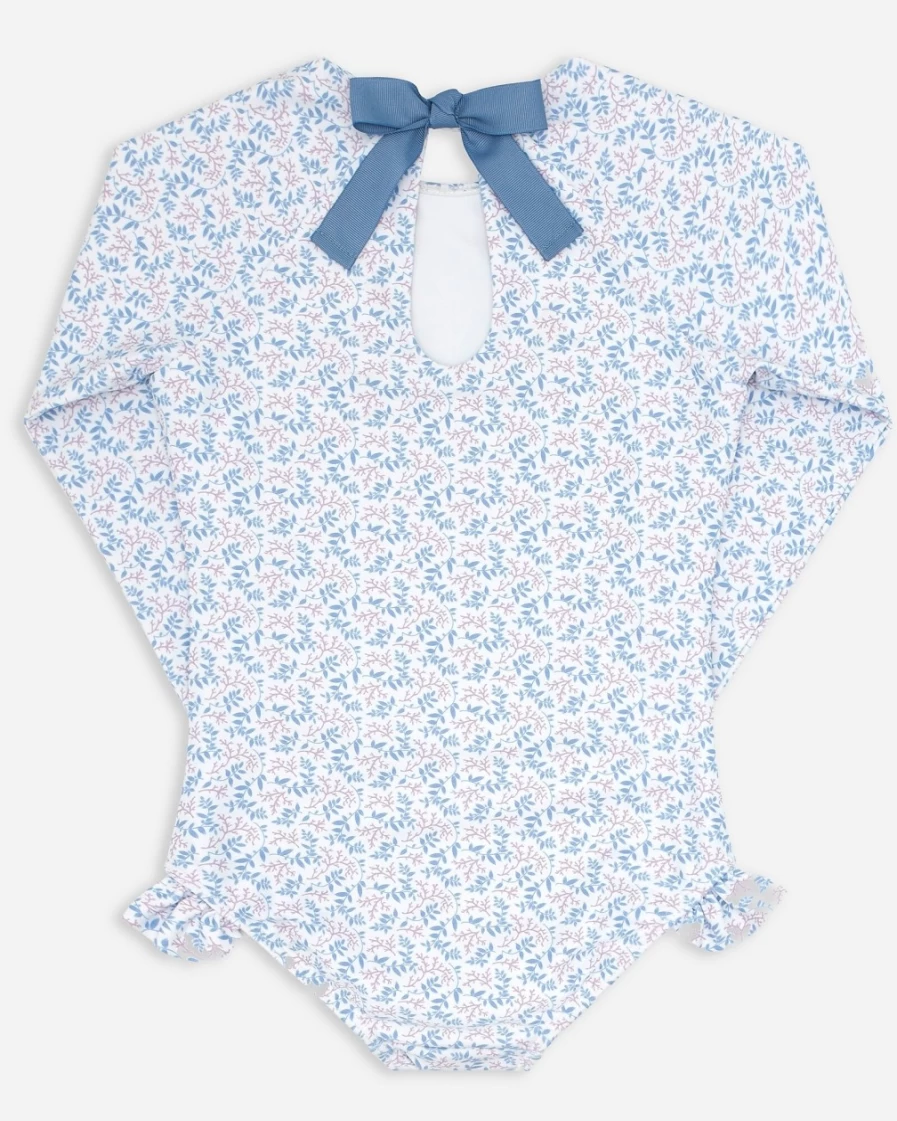 J.Crew Girls' Blue Multi Minnow™ Rash Guard One-Piece Swimwear
