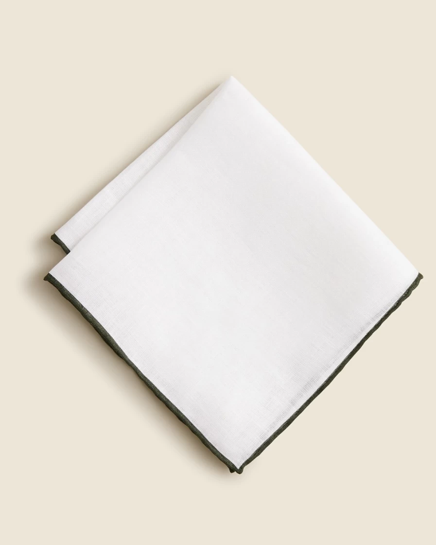 J.Crew Men's Green & White Pocket Square - Made in USA