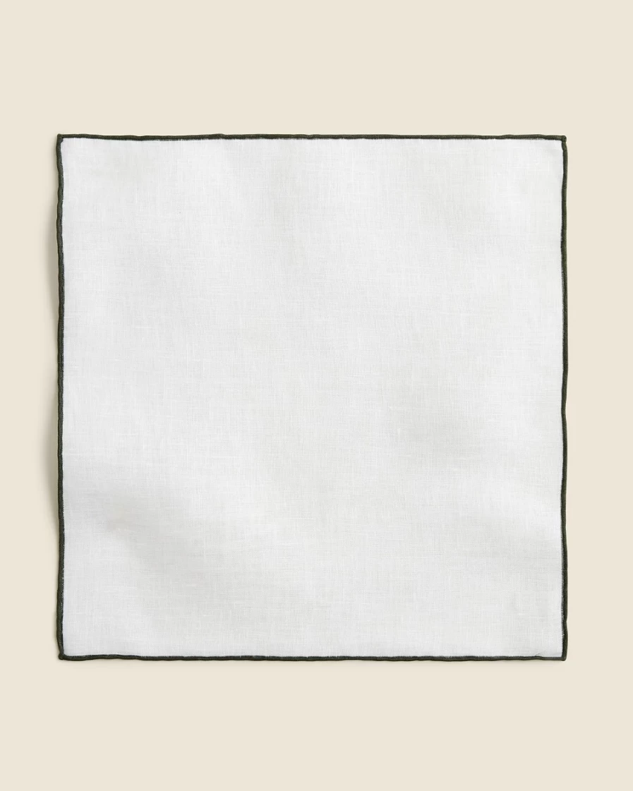 J.Crew Men's Green & White Pocket Square - Made in USA