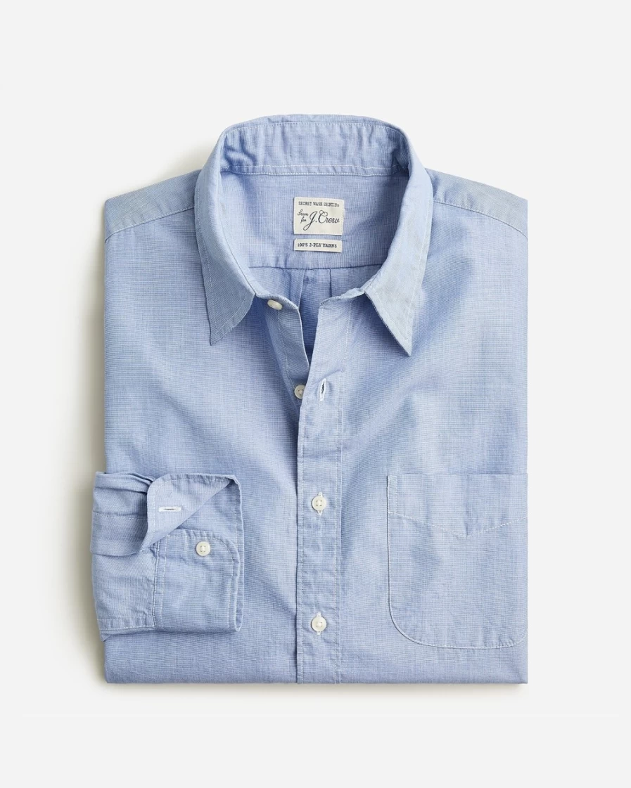 J.Crew Men's Waterfall Relaxed Secret Wash Cotton Poplin Shirt