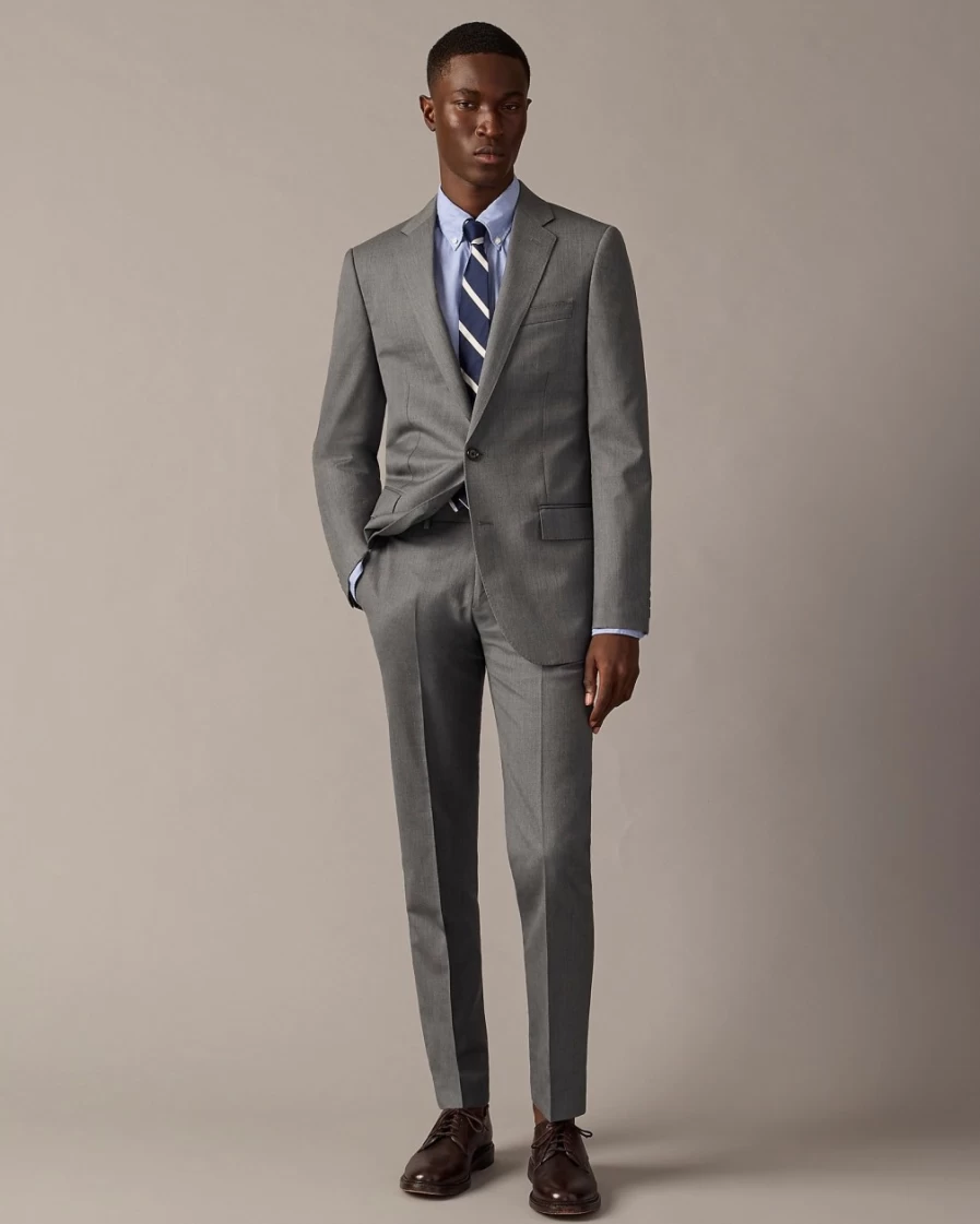 J.Crew Men's Ludlow Slim-Fit Charcoal Italian Wool Suit Jacket With Double Vent