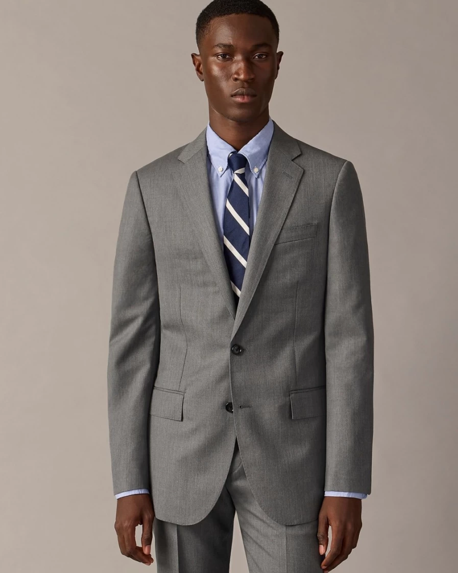 J.Crew Men's Ludlow Slim-Fit Charcoal Italian Wool Suit Jacket With Double Vent