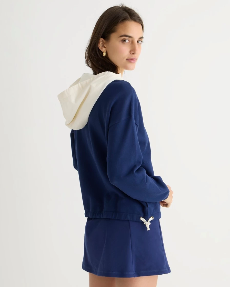 J.Crew Women's Mediterranean Navy Full-Zip Terry Fleece Anorak Jacket