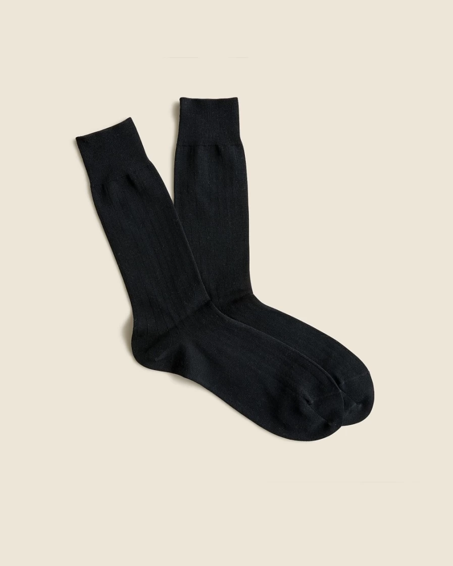 J.Crew Men's Black Ribbed Dress Socks for Comfort & Style