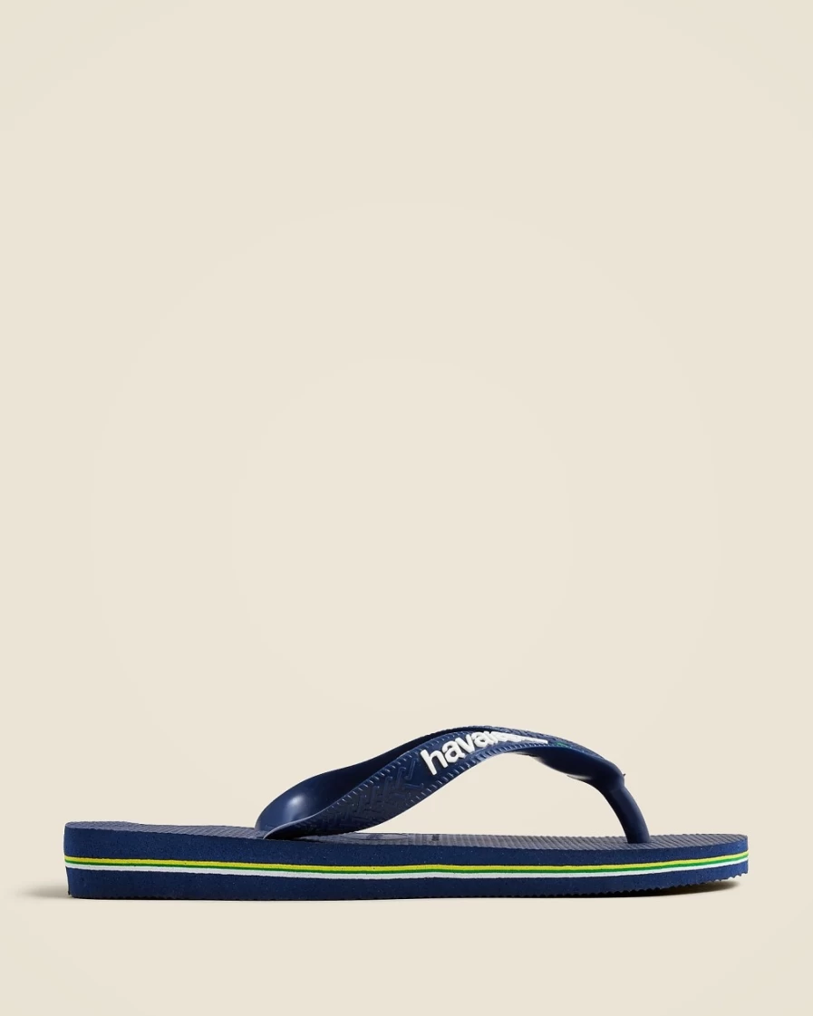 J.Crew Boys' Navy Blue Brazil-Logo Flip-Flops for Kids