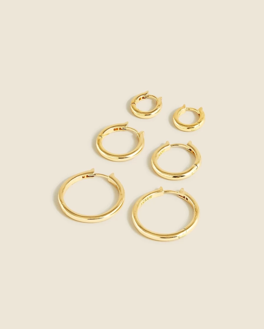 J.Crew Women's Burnished Gold Small Hoop Earrings, Set of 3
