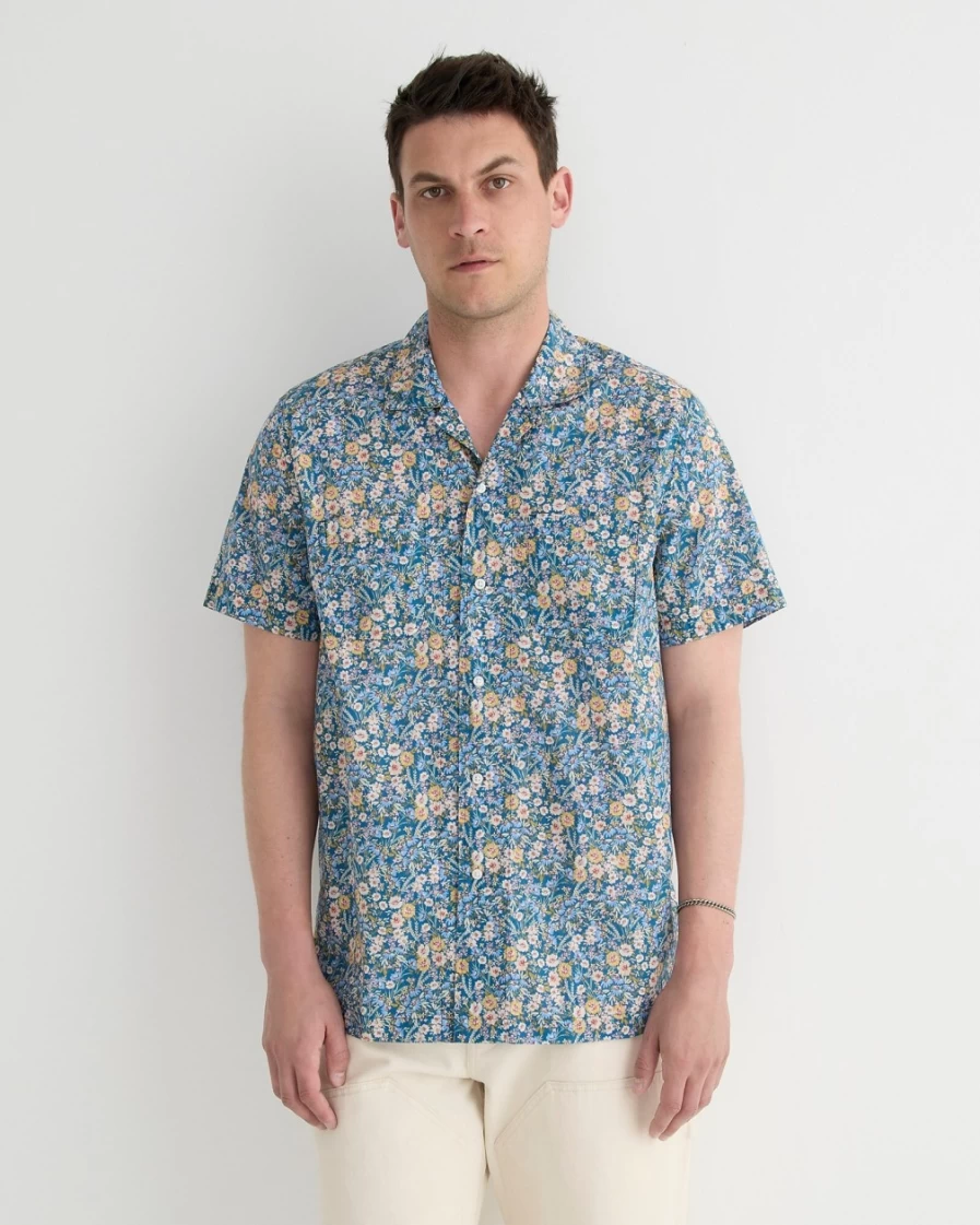J.Crew Men's Garden Floral Sea Multi Short-Sleeve Camp-Collar Liberty® Print Shirt