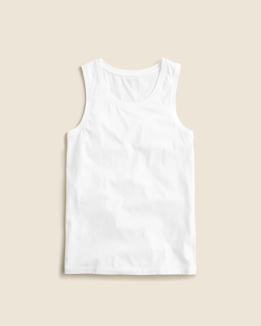 J.Crew Men's White Broken-In Tank Top - Soft Casual Crewneck Tee