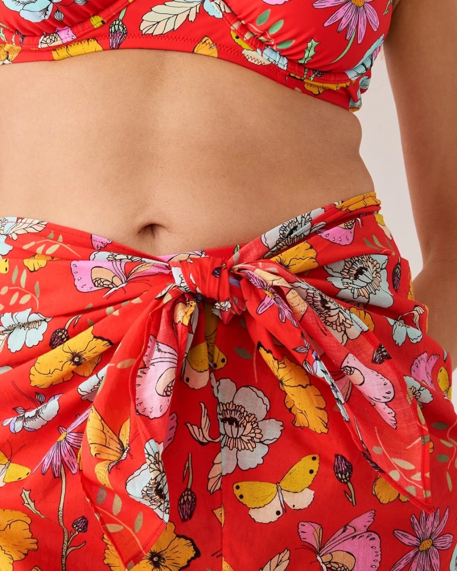 J.Crew Women's Red Draped Sarong – Dauphinette X J.Crew Inblooms Collection