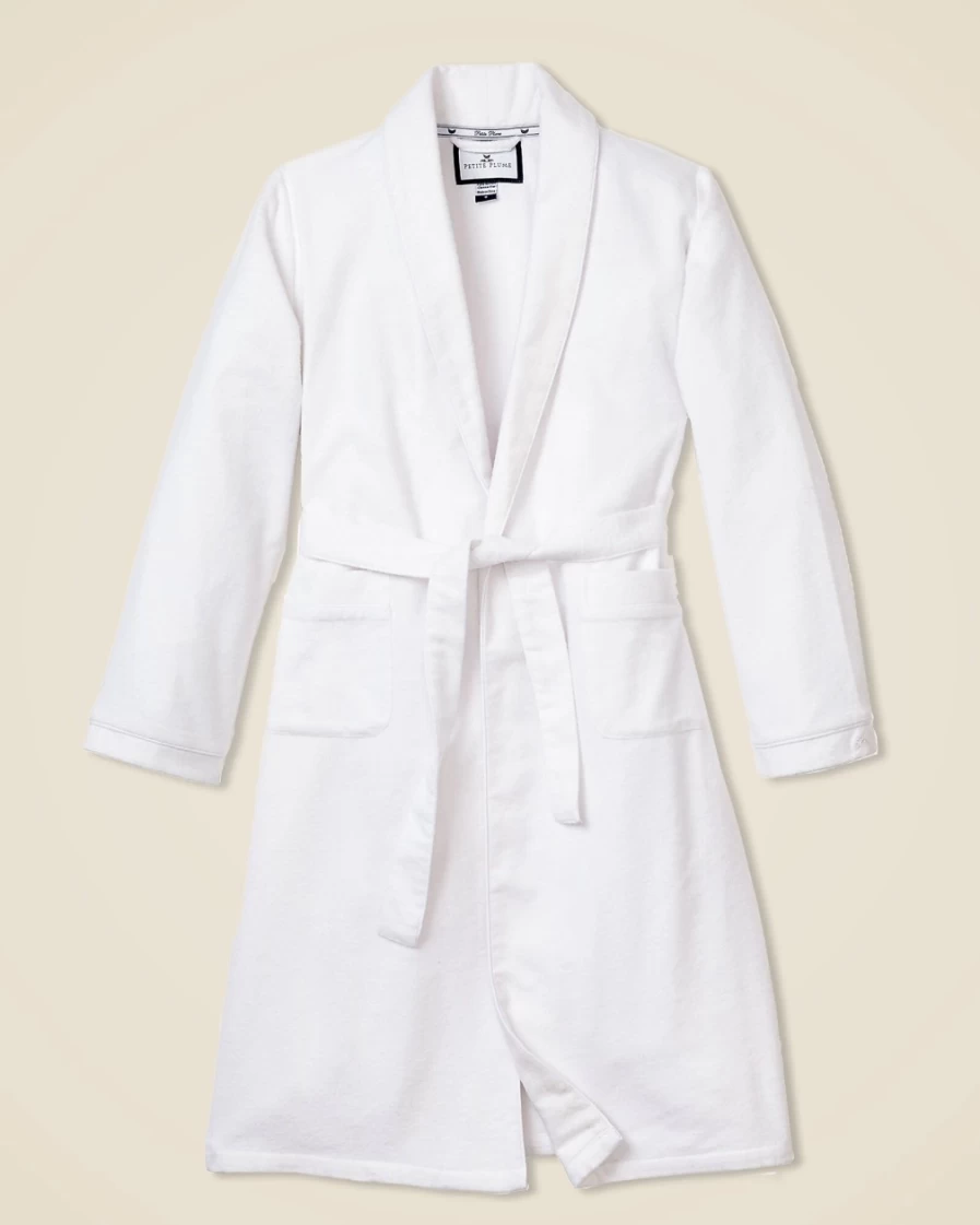 J.Crew Men's White Flannel Robe - Petite Plume™