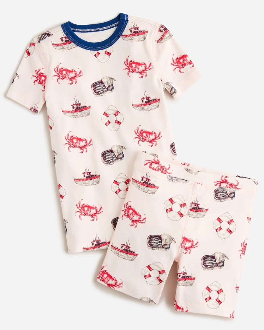 J.Crew Boys' Red & Grey Short-Sleeve Pajama Set - Comfortable Kids' Sleepwear