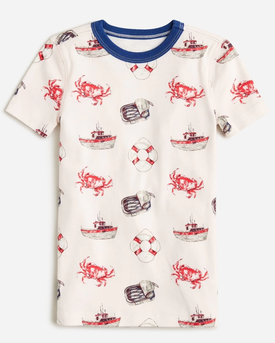 J.Crew Boys' Red & Grey Short-Sleeve Pajama Set - Comfortable Kids' Sleepwear