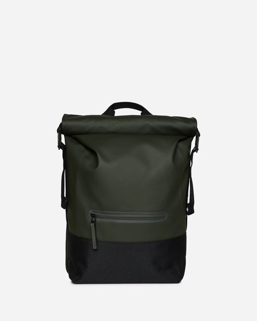 J.Crew Men's Green Trail Roll-Top Rucksack by Rains® - Waterproof Backpack for Outdoor Adventures