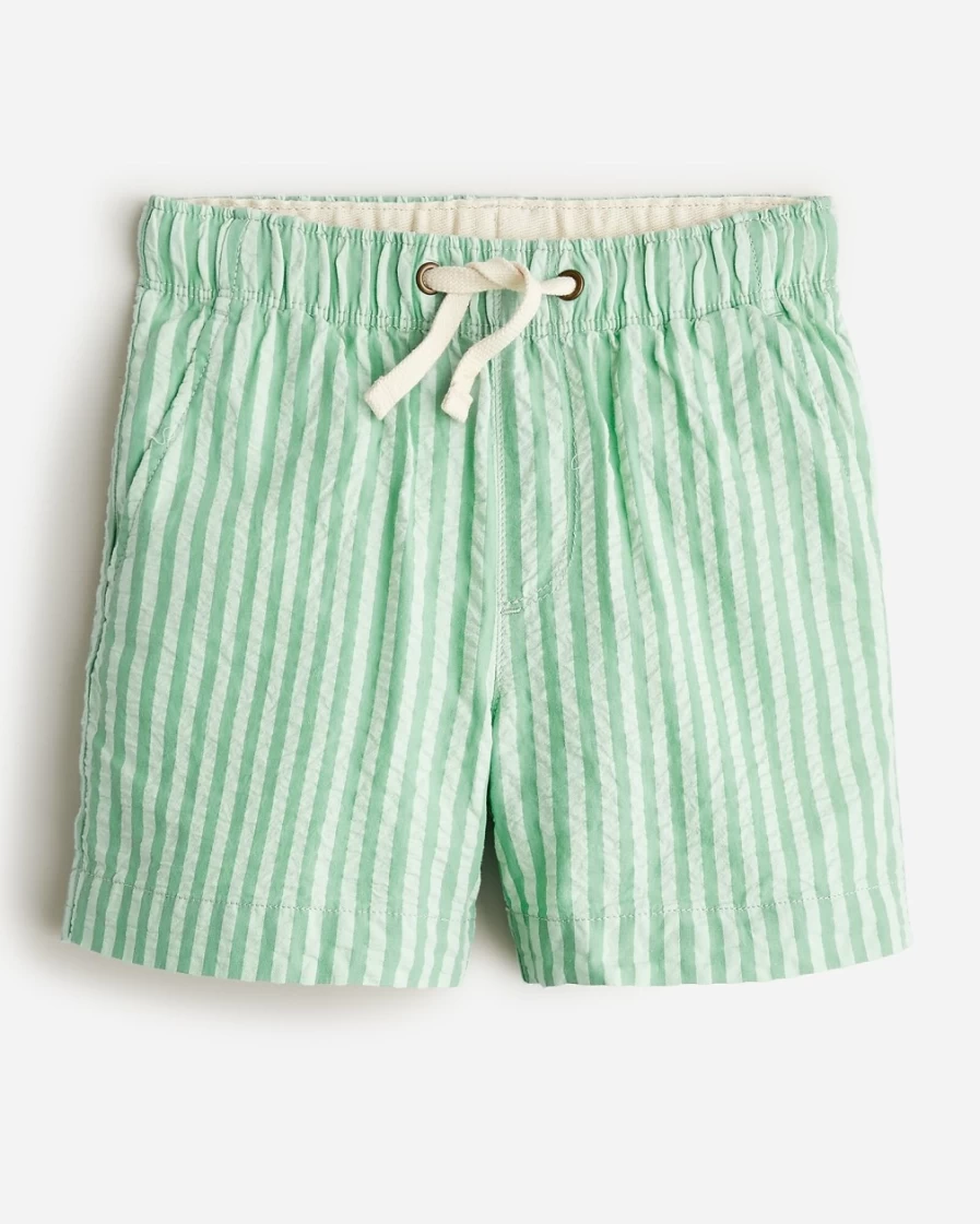J.Crew Boys' Subtle Jade Seersucker Dock Shorts for Kids