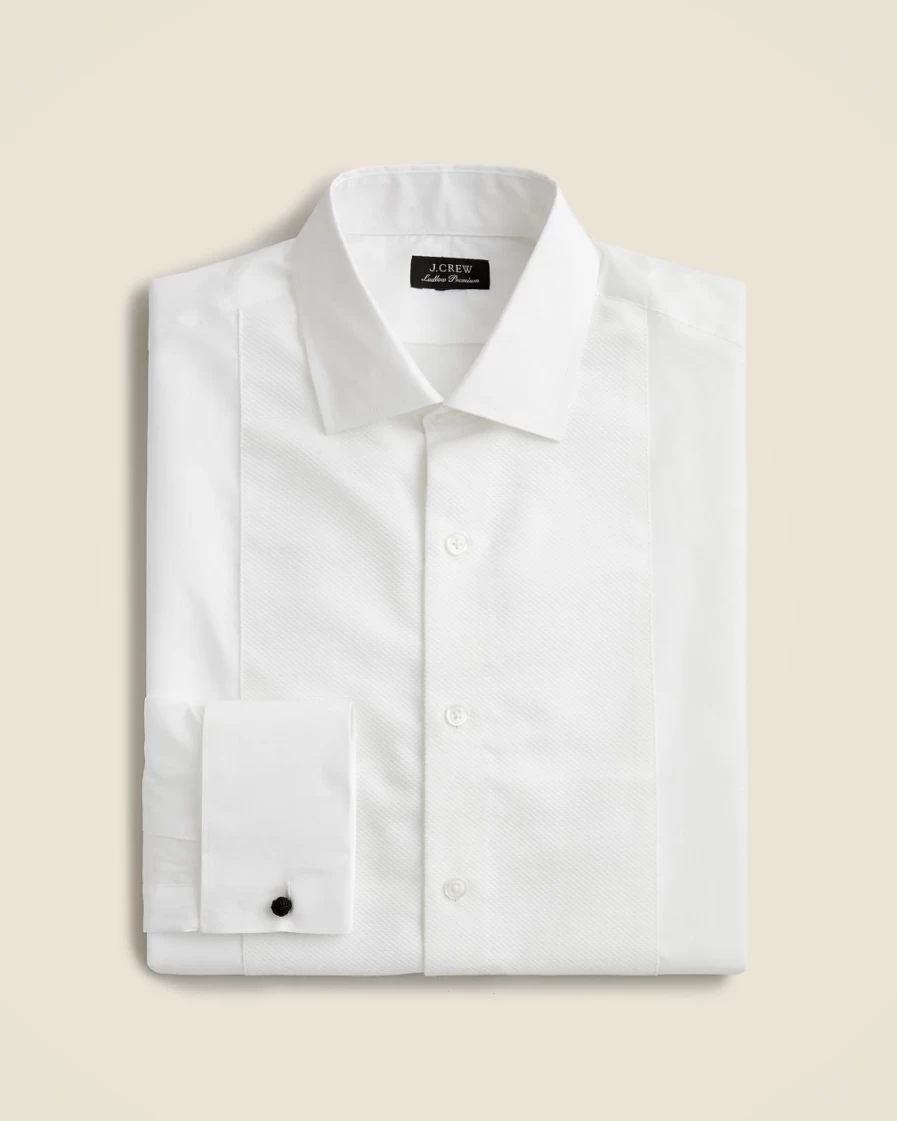 J.Crew Men's Ludlow Premium White Fine Cotton Tuxedo Shirt for Formal Wear